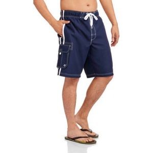 Op navy white cargo elastic waist swim short